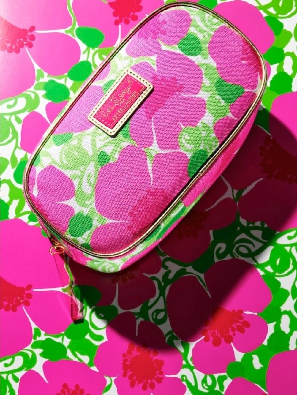 Lilly Pulitzer for Estée Lauder floral print makeup Pink Floral Cosmetic Pouch